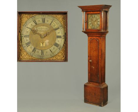 A George III oak longcase clock with thirty hour movement by John Porthouse of Penrith, with moulded cornice above a glazed d