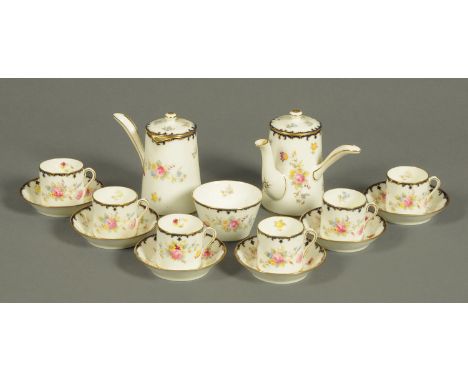 A Cauldon coffee service, coffee pot, milk jug, sugar basin, 6 cups and 6 saucers.  CONDITION REPORT: One of the coffee pots 