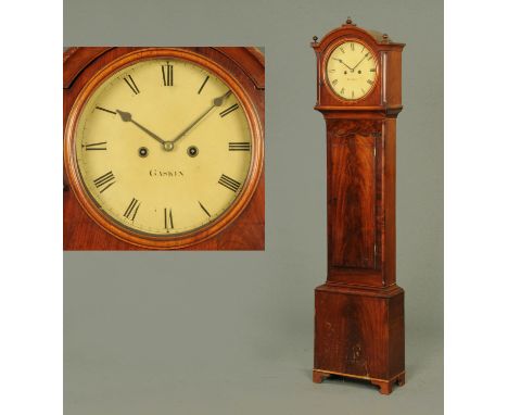 An early 19th century Scottish mahogany longcase clock, with circular painted dial and two-train striking movement by Gaskin,