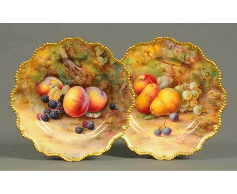 Two Royal Worcester handpainted plates, Autumn Fruits, signed "Price".  Diameter 22 cm.  CONDITION REPORT: The plate with the