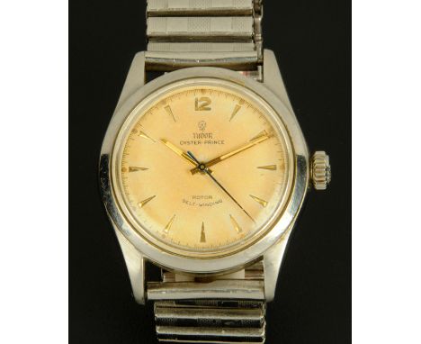 A vintage Tudor Oyster-Prince wristwatch, stainless steel case.  Diameter 36 mm (see illustration).  CONDITION REPORT: The wa