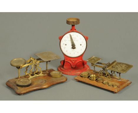 Three scales, two postal and one family scale.  Widest 25 cm. 