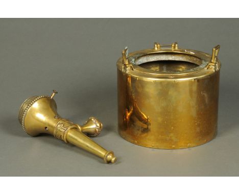 A novelty porthole ice bucket, and a gas wall light fitting.