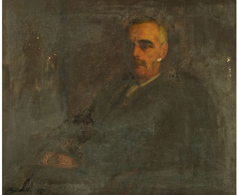A 19th century oil painting on canvas, portrait of a gentleman.  50 cm x 58 cm, indistinctly signed.