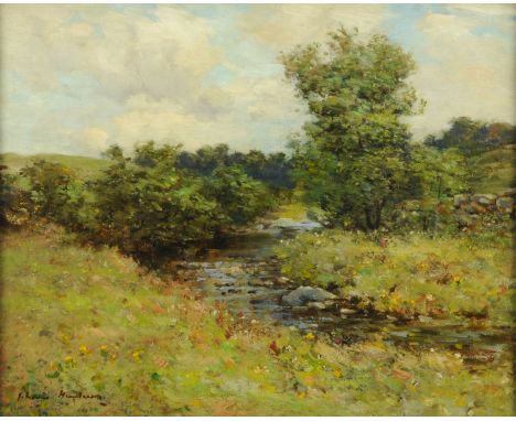 Joseph Maurice Henderson (Scottish, 1863-1936), oil painting on canvas, "Burn in Summer".  39 cm x 49 cm, framed and with T. 