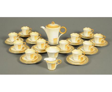 A Shelley coffee service, coffee pot (AF), 12 cups, 12 saucers and 12 plates, Registered No. 781613, also script "12248" (see
