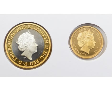 Westminster Coins 2015 limited edition (of 295) 9ct gold proof one penny coin, weight 4.0g and silver £2 coin 'The Magna Cart
