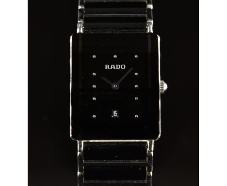 Rado Diastar wristwatch ref. 160.0486.3 with date aperture, silver hands and hour markers, black dial, ceramic titanium case 