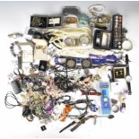 A collection of jewellery including 9ct gold St Christopher and chain (3g), 9ct gold ring mount (1.