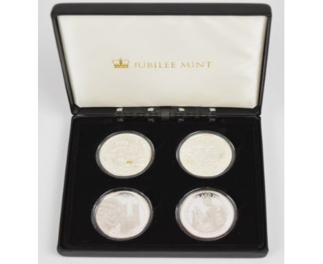 Jubilee Mint set of four 2017 1oz fine silver commemorative cased &pound;5 coins