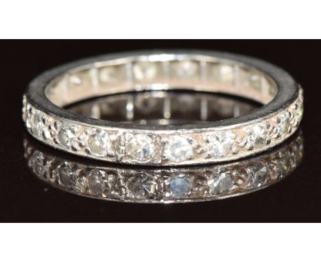 Art Deco platinum eternity ring set with diamonds, 2.6g, size L