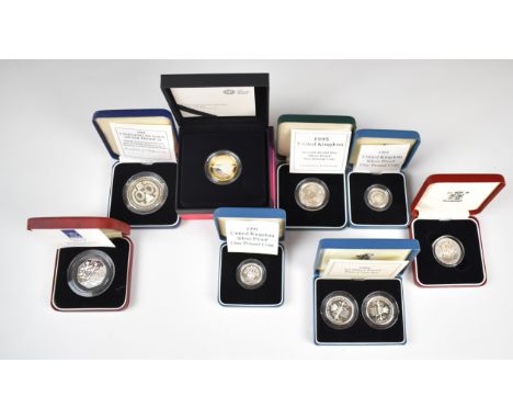 Eight Royal Mint proof silver coins comprising 1991 &pound;1 x2, 1996 &pound;2, 1994 D-Day commemorative 50p, 1989 &pound;2 p