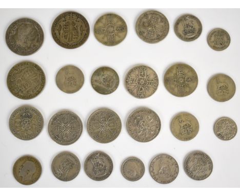 Approximately 194g of pre 1947 British silver coinage including a 1918 florin, some gradable examples