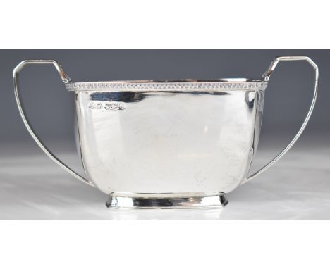 George VI hallmarked silver four piece tea set of Art Deco square design, Sheffield 1945, maker&nbsp;Stower &amp; Wragg Ltd, 
