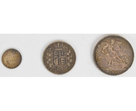 1895 Queen Victoria crown, Victoria coin with added headdress and date changed to 1835, 1902 Edward VII sixpence and a 2002 s
