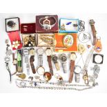 A collection of jewellery and watches including vintage brooches, hair pins, Seiko, Roamer and