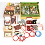 A collection of jewellery including c1900 silver brooch, Japanese bracelet, silver coin brooch, lava