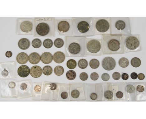 Approximately 300g of UK silver coinage George III onwards, mostly pre-1947, includes 1908 florin, etc