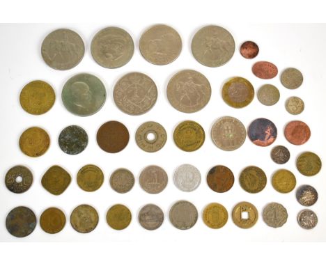 A collection of wartime and other overseas coinage to include USA Dollar 1971 together with modern commemorative crowns, smal