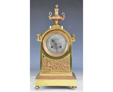 Samuel Marti gilt metal cased mantel clock, the two train movement striking on a gong, height 37cm
