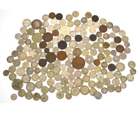 Victorian and later world coinage to include approximately 162g of pre 1947 silver coinage, Canada 1912 50 cents, 1909 USA fi
