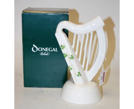 A Donegal by Belleek porcelain model of a harp, boxed