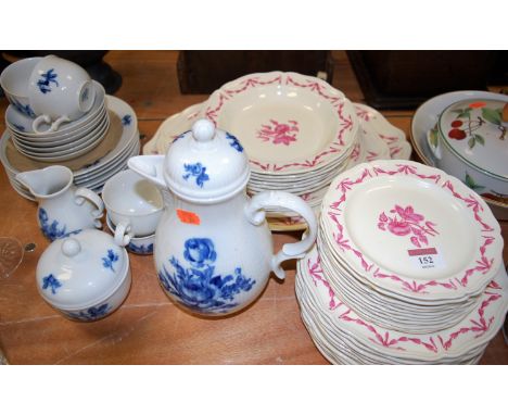 A Wedgwood Etruria Queens shaped Husk pattern part dinner service; together with a German Lauenstein Echt Kobalt part tea ser