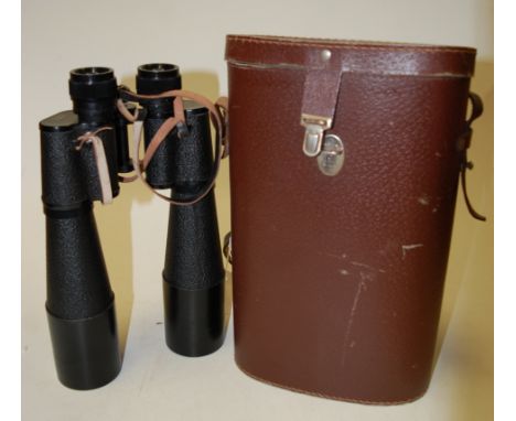 A pair of Lieberman & Gortz 35x60 binoculars, in fitted leather case   Condition Report / Extra Information  Lens very mouldy