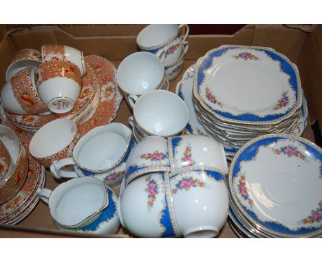 A mid-20th century Continental porcelain part tea service; together with an early 20th century English part tea service
