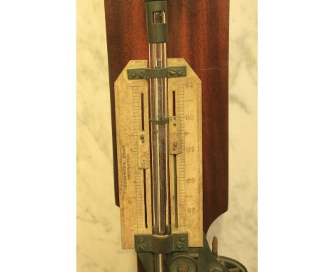 A Chadburn Brothers Improved recording barometer, on mahogany stick, with signed ivorine scale and mercury tube, further inse