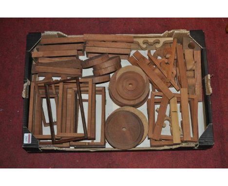 Assorted principally mahogany barometer components to include swan neck pediments, doors, base circles, etc 