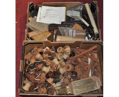 A collection of principally mahogany barometer components, to include collars, scroll head fronts etc