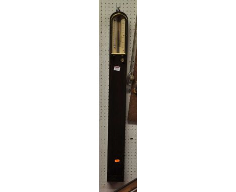 A Victorian oak cased pit stick barometer, circa 1880, having unsigned ivorine scale, 94cm