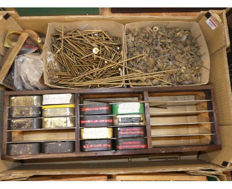 Assorted brass barometer components to include pulleys, old springs, Quare lugs etc