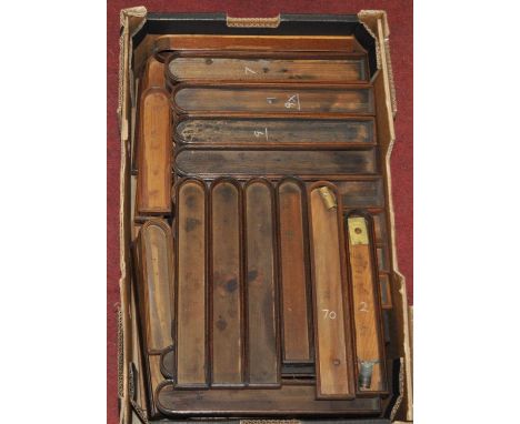 A collection of principally mahogany finished and unfinished thermometer boxes