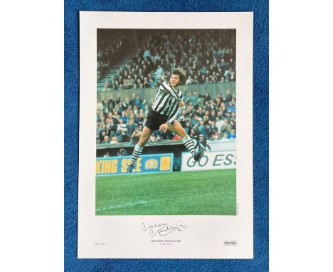 Malcom Macdonald signed 22x16 colour print picturing Super Mac celebrating while playing for Newcastle United. Good condition