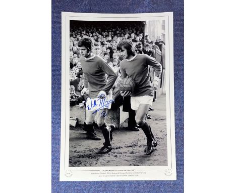Willie Morgan signed 16x12 inch Manchester United 1970 FA Cup colour print. Manchester United's Willie Morgan and George Best