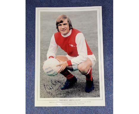 Eddie Kelly signed Eddie Kelly Arsenal Legend 16x12 inch colour print. Eddie Kelly is best remembered at Arsenal for scoring 