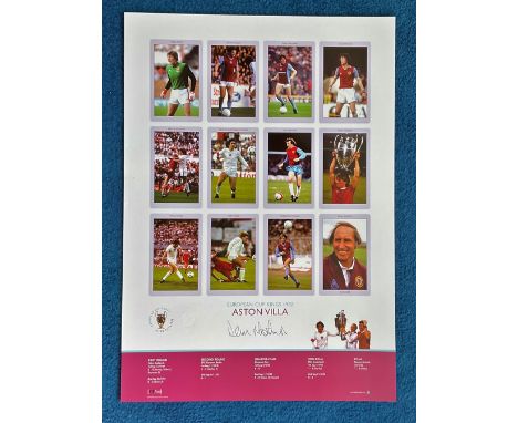 Dennis Mortimer signed 22x16 European Cup Kings 1982 Aston Villa Big Blue Tube print. Limited edition 500 copies. Good condit