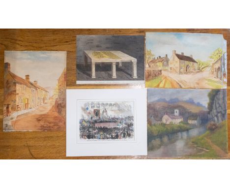 Bakewell Church: 3 architectural/ecclesiastical watercolours of monuments found in the church, one of the Nicholas Twigge fam