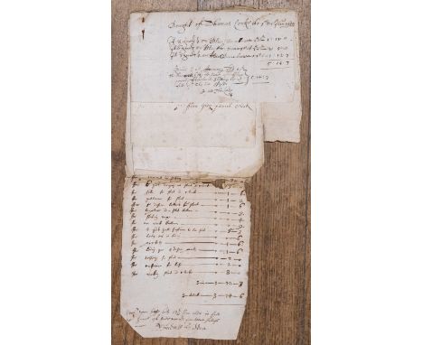 A group of 7 invoices of Thomas Cooke & Thomas Hanwell & others, all dated 1650-51, ink written manuscript. Still grouped wit