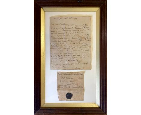 Vice-Admiral Horatio Nelson, 1st Viscount Nelson, 1st Duke of Bronte KB (1758-1805). Autograph Letter Signed, HMS Amazon [not
