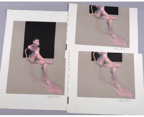 Francis Bacon, 2 large format lithographs, and 1 smaller similar portrait, all with printed signatures, largest sheet size 10