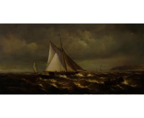 Jean Laurent, seascape, contemporary oil on wood panel, signed, 20cm x 40cm, unframed2 tiny paint chips near top right-hand c