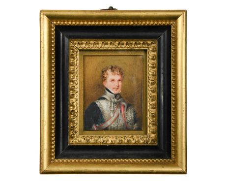 Portrait miniature of an officer of the 18th Hussarssigned and dated 'H. Harding/ Bond St/ 1822' (lower left)watercolour on i