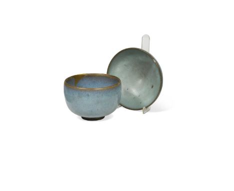 A Chinese Junyao Ware bowl, Song/Yuan Dynasty,with blue/grey thick glaze, 18.7cm diameter; and a deep lavender glazed bowl, p