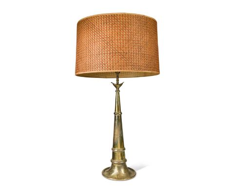 Of New York interest, a brass fire hose nozzle as a presentation lamp, 19th century,presented to William Woodhull, a Brooklyn