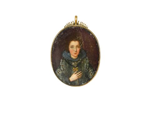 Portrait miniature of a noblewoman, half-lengthoil on copper7 x 5.5cmProvenance: Property of the late Michael Stennett, Suffo