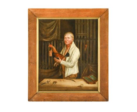 After William WebbPortrait of Joseph Gilliver (1759-1833), half-length, holding a fighting cockereloil on canvas65 x 53cmFoot