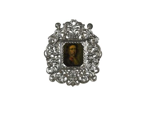 Dutch School, 18th CenturyPortrait miniature of a gentleman, oil on copper, 13.5 x 12cm, within an apparently unmarked (proba